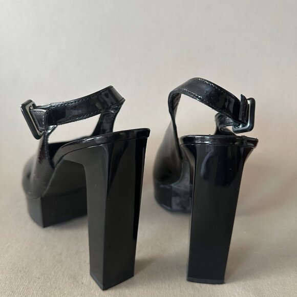 🖤👠 Vintage Vibe: Robert Clergerie 90s/Y2K Black Patent Platform Slingbacks - Picture 3 of 5